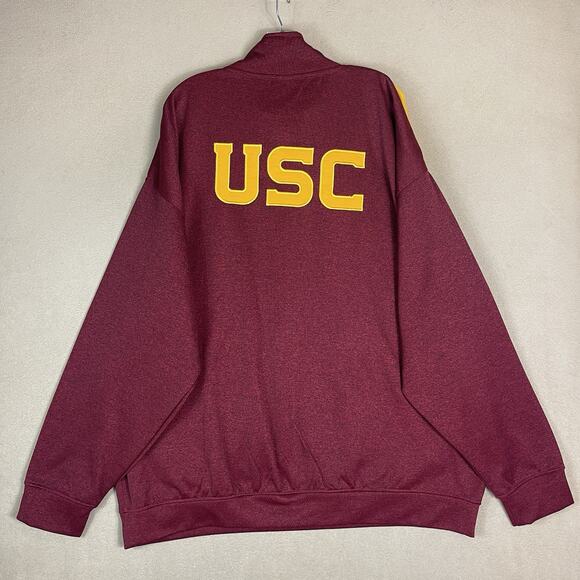 USC Pullover Mens 4XLT Red 1/4 Zip Mock Neck Pockets USC Trojans University Logo - Picture 11 of 12